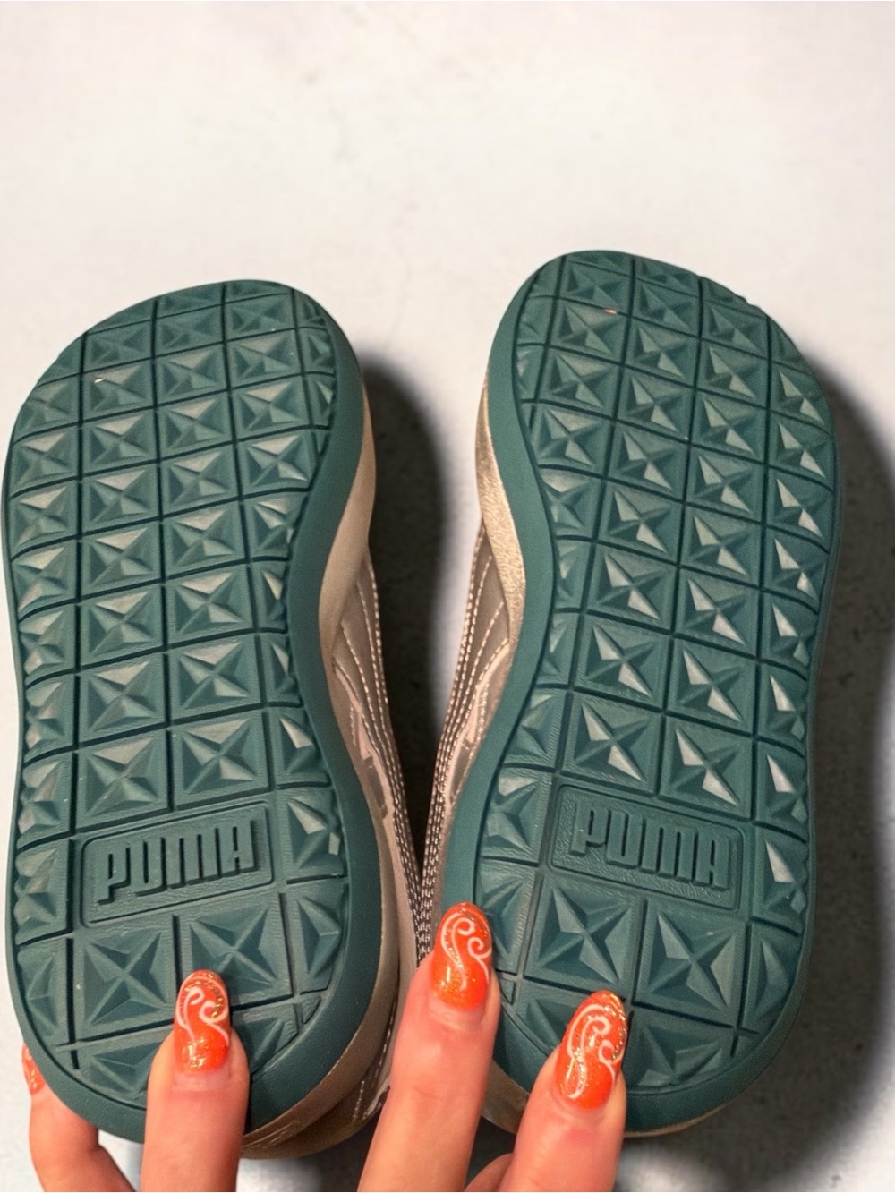 Puma Beige and Teal Women's Sneakers - Picture 5 of 6